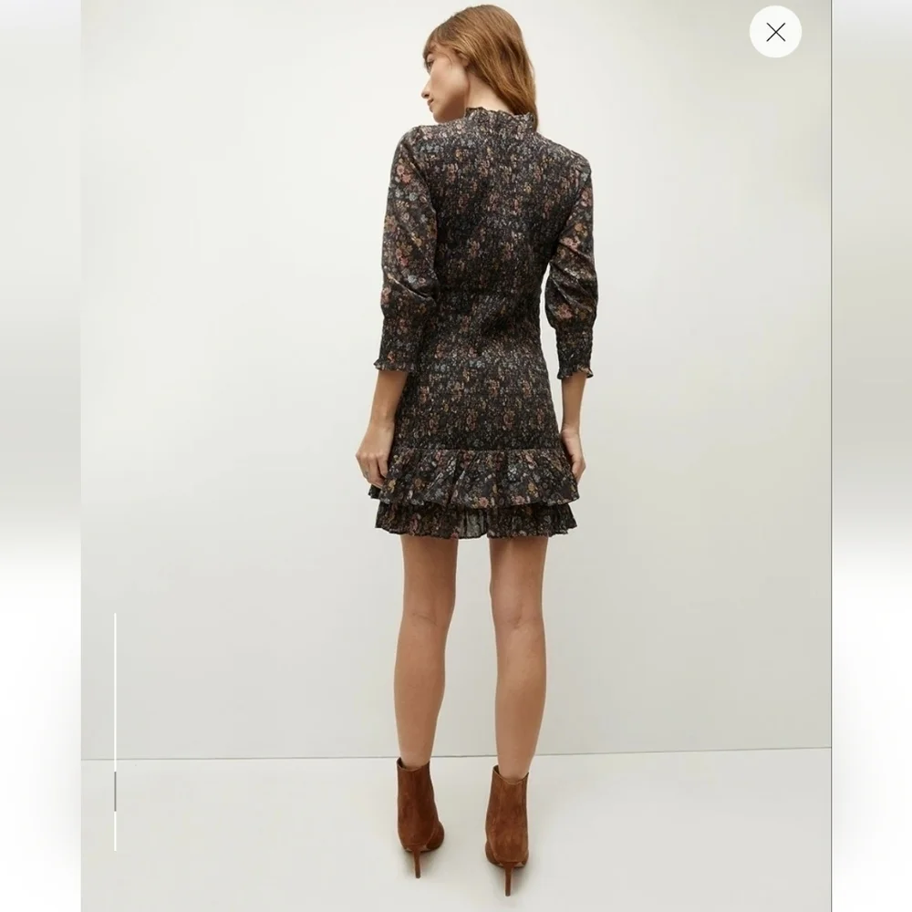 NWT Veronica Beard Farha Floral Smocked Ruffled Minidress Size 12 - Picture 5 of 15